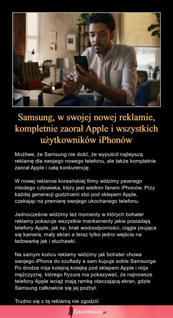 Samsung w swojej nowej reklamie kompletnie zaorał Apple i wszystkich użytkowników iPhonów!