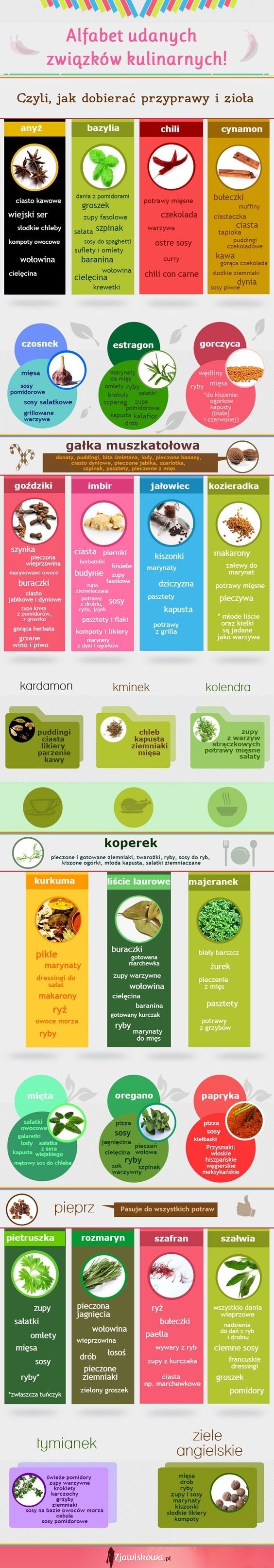Alfabet ulubionych związków kulinarnych - czyli jak dobierać przyprawy i zioła
