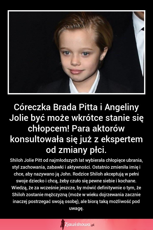 Córka Brada Bitta i Jolie być może wkrótce stanie się chłopcem!!!