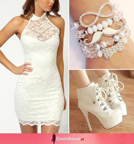 Biała sukienka z dodatkami