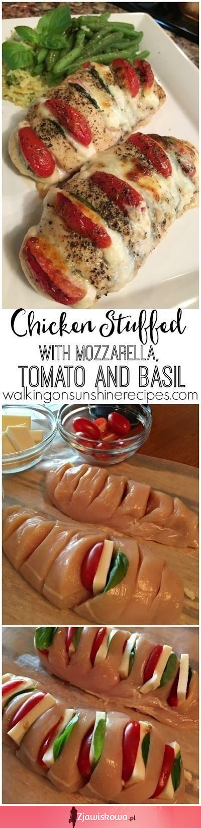 Szybki i zdrowy obiadek - Kurczak z pomidorami, mozzarellą i bazylią
