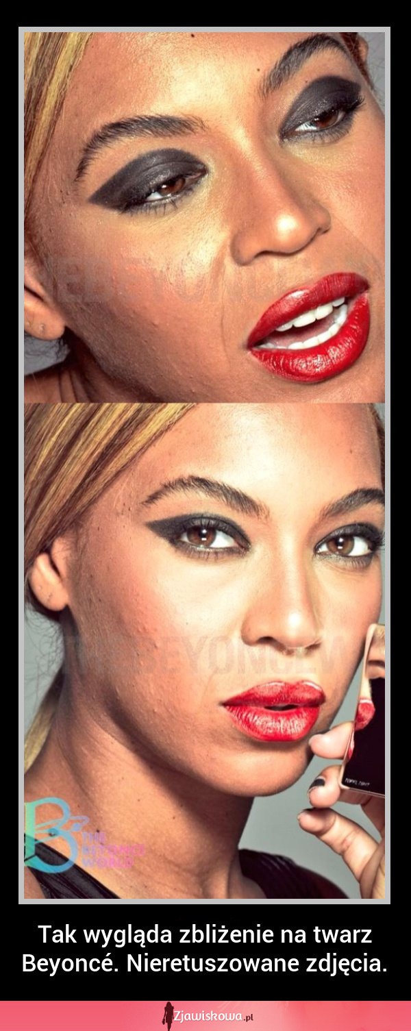 Tak wygląda zbliżenie na twarz Beyonce. Bez retuszu!!!