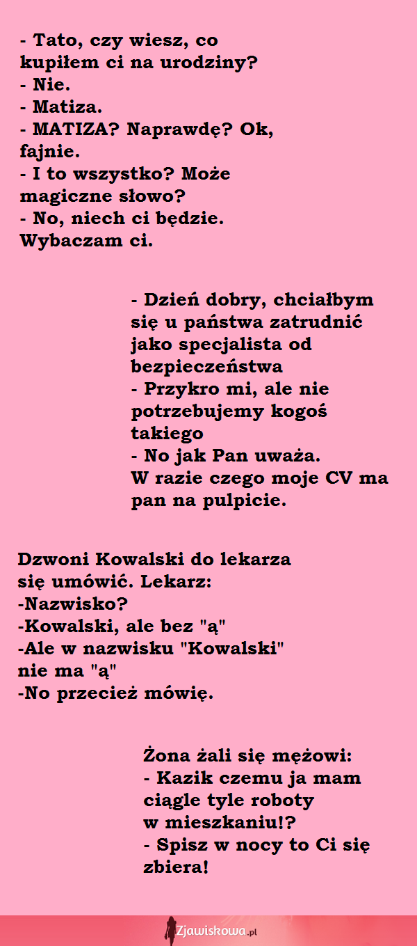 Kilka dobrych kawałów na poprawę humoru ;)