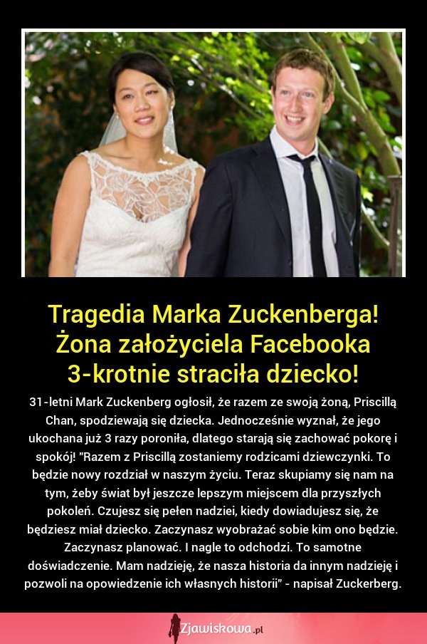 Tragedia Marka Zuckenberga!!! Jego żona...