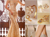 Niesamowita złota suknia + dodatki